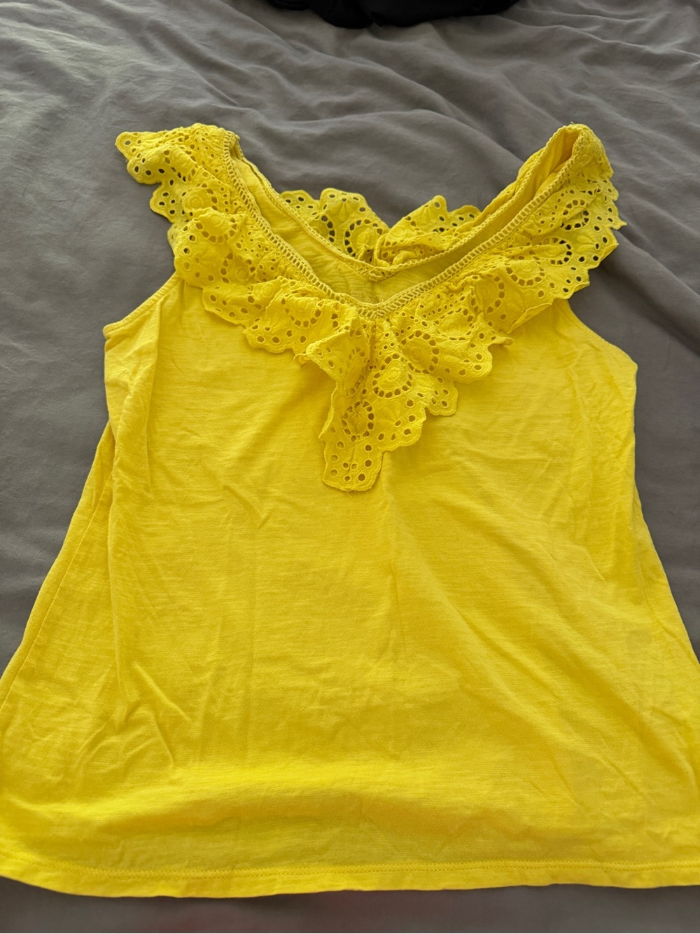 Lilly Pulitzer Bright Yellow Eyelet Ruffle Tank